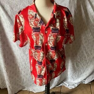 FA Red Graphic Casual Button Down Shirt